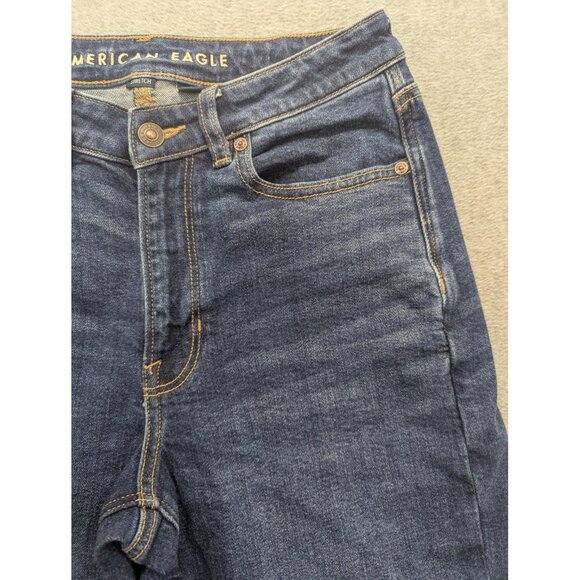 American Eagle Jeans Womens 6 Long Dark Wash Mom Jean High Rise Stretch Tapered - Picture 3 of 16